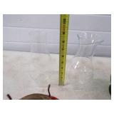 3 Vintage Kerosene Lamps and 2 Chimines