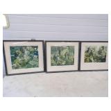 3 Vintage Medical Framed Artwork by Dean Cornwell
