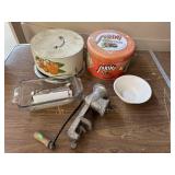 Vintage Tins, Meat Grinder Glass Dish