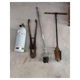 Vintage Post hole Digger, Edger, Bolt Cutter, Air Tank