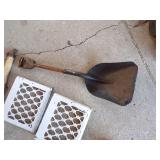 Vintage Wood Handle Shovel, Horse Hardware and Cast Iron Grate