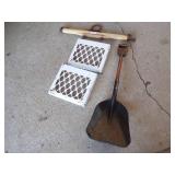Vintage Wood Handle Shovel, Horse Hardware and Cast Iron Grate