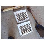 Vintage Wood Handle Shovel, Horse Hardware and Cast Iron Grate