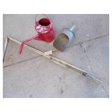 Red Oil Can, Feed Scoop, Vintage Fishing Pole