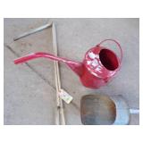 Red Oil Can, Feed Scoop, Vintage Fishing Pole