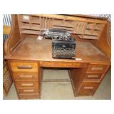 Roll Top Desk and Vintage Typewriter