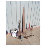 Vintage Saw Blade, Shovel, Sprayer Vintage Tin