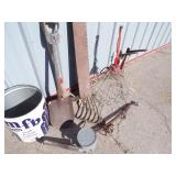 Vintage Saw Blade, Shovel, Sprayer Vintage Tin