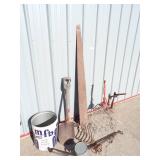 Vintage Saw Blade, Shovel, Sprayer Vintage Tin