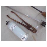 Vintage Post hole Digger, Edger, Bolt Cutter, Air Tank