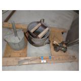 Vintage Cart, Vintage Funnel, Mop Bucket, Meat Grinder