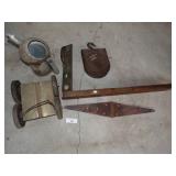 Large Hinge, Level, Pully, Oil Can and Cart