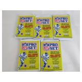 5 Packs 1990 Pro Set Football...