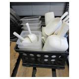 Assorted Scoops & Plastic Container...