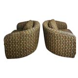 Pair of Vintage Upholstered Barrel Chairs