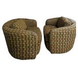 Pair of Vintage Upholstered Barrel Chairs