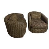 Pair of Vintage Upholstered Barrel Chairs