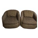 Pair of Vintage Upholstered Barrel Chairs