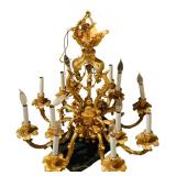 Vintage Hollywood Regency Style Brass Chandelier