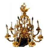 Vintage Hollywood Regency Style Brass Chandelier