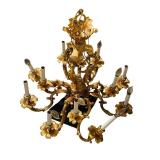 Vintage Hollywood Regency Style Brass Chandelier