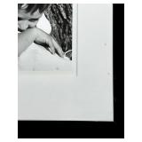 Large Black and White Framed Photographic Print of a Boy with a Goose