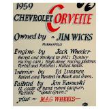 Vintage 1959 Chevrolet Corvette Owner Poster