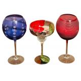 Colorful Stemmed Glasses and Hand Painted Margarita Glasses