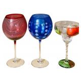 Colorful Stemmed Glasses and Hand Painted Margarita Glasses