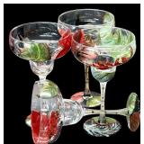 Colorful Stemmed Glasses and Hand Painted Margarita Glasses