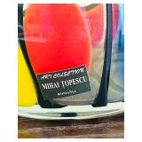 Mihai Topescu Hand Blown Art Glass Colorful Ruffled Vase Signed by Internationally Acclaimed Artist