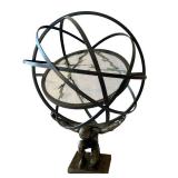 Metal / Cast Iron Atlas Holding Armillary Sphere with Adjustable Glass