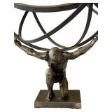 Metal / Cast Iron Atlas Holding Armillary Sphere with Adjustable Glass