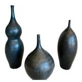 Three Ceramic Decorative Vases Distressed Antique Style from Gabberts