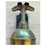 Vintage Brass Pyrene Fire Extinguisher with Wall Mount Bracket