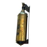 Vintage Brass Pyrene Fire Extinguisher with Wall Mount Bracket
