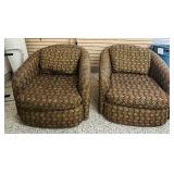 Pair of Vintage Upholstered Barrel Chairs