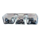 Beautiful Home Decor - Clear Glass Pieces with River Rocks