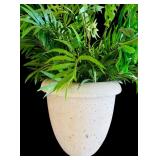 Beautiful Plaster Pot with Faux Greens