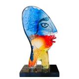 Murano Handmade Modern Glass Picasso Style Abstract Pop Art Head / Face Sculpture