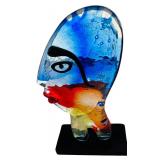 Murano Handmade Modern Glass Picasso Style Abstract Pop Art Head / Face Sculpture