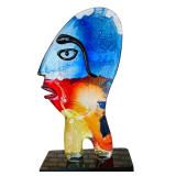 Murano Handmade Modern Glass Picasso Style Abstract Pop Art Head / Face Sculpture