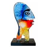 Murano Handmade Modern Glass Picasso Style Abstract Pop Art Head / Face Sculpture