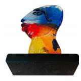Murano Handmade Modern Glass Picasso Style Abstract Pop Art Head / Face Sculpture