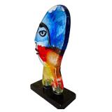 Murano Handmade Modern Glass Picasso Style Abstract Pop Art Head / Face Sculpture