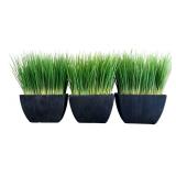 Home Decor Faux Grass in Black Containers