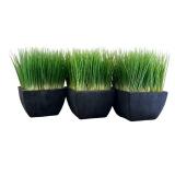 Home Decor Faux Grass in Black Containers