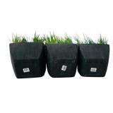 Home Decor Faux Grass in Black Containers