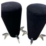Pair of Retro Bar Stools in Black with Four Foot Rests by Artedi Inc.