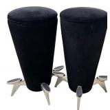 Pair of Retro Bar Stools in Black with Four Foot Rests by Artedi Inc.